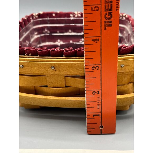 Longaberger 6" Handwoven Handled Basket With Fabric Liner & Plastic Protector - Picture 5 of 9